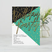Couleur Bloc Turquoise Black Gold Invitations d'an (Debout devant)