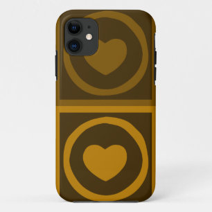 Couleur Brown et café Coeurs vintages coque iphone