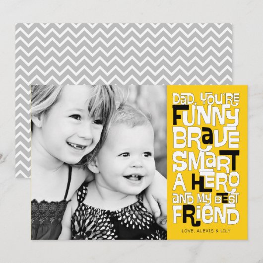 Couleur dans la carte de Fête des pères papa (Devant / Derrière)