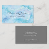 Couleur d'aquarelle bleue carte de visite peint (Devant / Derrière)