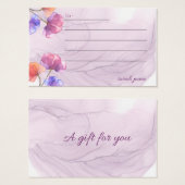 couleur d'aquarelle fleurie violet blanc cartes ca (Devant & derrière)