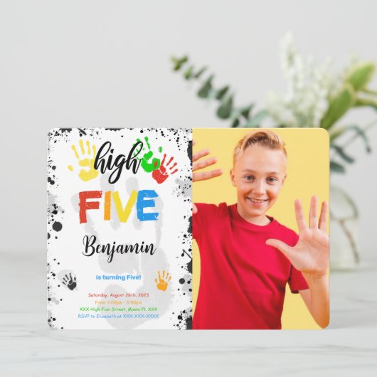 Couleur de l'eau High Five Photo Invitation (Debout devant)