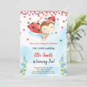 Couleur de l'eau Ladybug Invitation d'anniversaire (Debout devant)