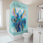 Couleur de l'eau Octopus Douche rideau (En situation)