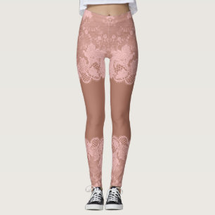 Couleur de peau Dentelle Dentelle Effet Leggings