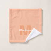 Couleur de pêche de 2024 avec nom Monogramme perso (Gant de toilette)