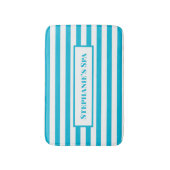 Couleur de tendance — Tapis de bain Spa rayé Cyan (Devant (Vertical))