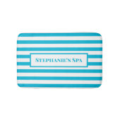 Couleur de tendance — Tapis de bain Spa rayé Cyan (Devant)