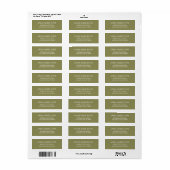 Couleur de tendance - Vert olive Étiquettes d'adre (Feuille entière)