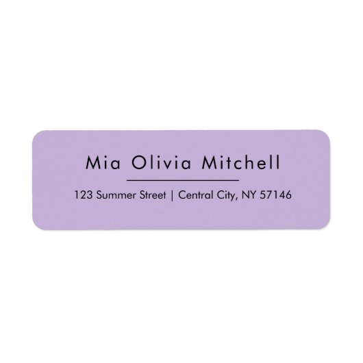 Couleur de tendance Violet doux Simple Étiquette d (Devant)