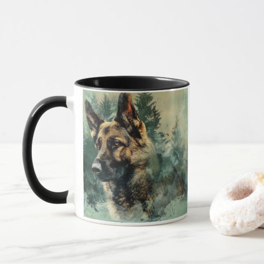 Couleur d'eau berger allemand Mug (Avec donut)