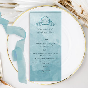 Couleur d'eau bleu verre de mer Menu Mariage monog