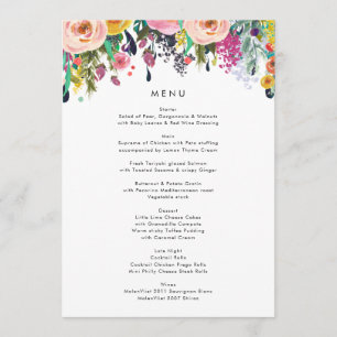 Couleur d'eau colorée Jardin Mariage Menu