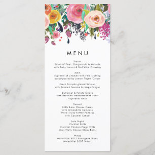 Couleur d'eau colorée Jardin Mariage Menu