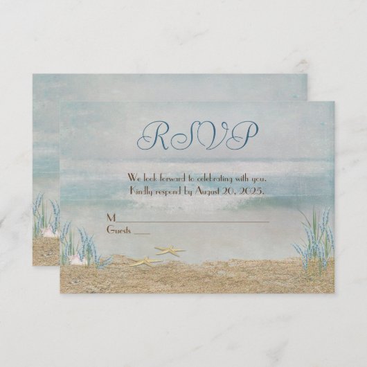 Couleur d'eau de mer RSVP de mariage (Devant / Derrière)
