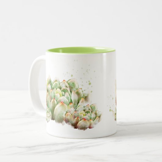 Couleur d'eau douce vert Cactus succulent mug (Devant gauche)