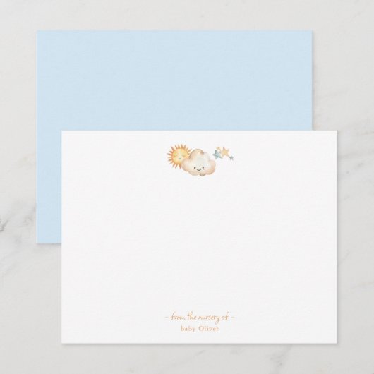 Couleur d'eau mignonne étoiles du soleil et Carte (Devant / Derrière)