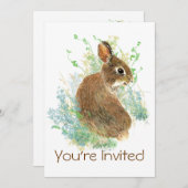 Couleur d'eau mignonne lapin lapin Invitation de f (Devant / Derrière)