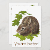Couleur d'eau mignonne lapin lapin Invitation de f (Devant / Derrière)