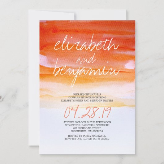 Couleur d'eau moderne douche invitations (Devant)