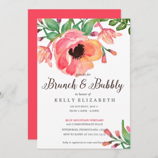 COULEUR D'EAU MODERNE Invitation à la douche de nu (Devant / Derrière)