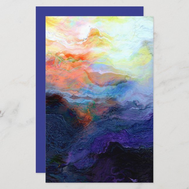 Couleur d'eau océan Sunset 5,5 x 8,5 Papier à papi (Devant / Derrière)