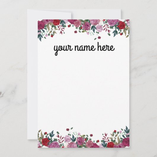 Couleur d'eau personnalisée Cartes pour notes flor (Devant)