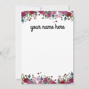 Couleur d'eau personnalisée Cartes pour notes flor