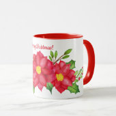 Couleur d'eau Poinsettia café de Noël Mug (Devant droit)