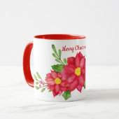 Couleur d'eau Poinsettia café de Noël Mug (Devant gauche)
