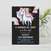 Couleur d'eau Rainbow Unicorn Invitations d'annive (Debout devant)