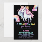 Couleur d'eau Rainbow Unicorn Invitations d'annive (Devant / Derrière)