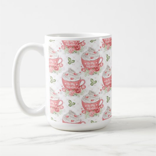COULEUR D'EAU ROSE & TASSES BLANCHES AVEC CRÈME LA (Gauche)