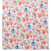 Couleur d'eau Tulips Motif rideau de douche (Devant)