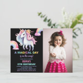 Couleur d'eau Unicorn Anniversaire Invitations ave (Debout devant)