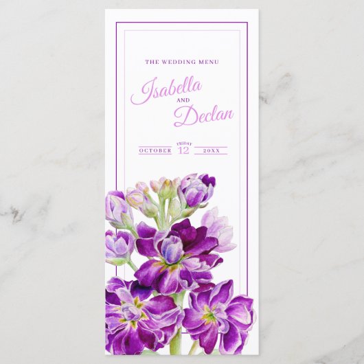 Couleur d'eau violet hoire fleurs stock menu maria (Devant)