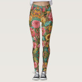 Couleur douce florale délicate Leggings (Devant)