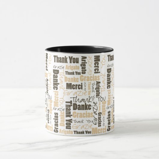 Couleur du désert Merci multilingue Mot Cloud Mug (Centre)