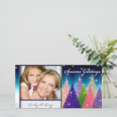 Couleur éclaté arbre de Noël carte photo modèle (Debout devant)