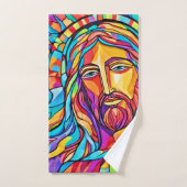 Couleur éclatée : Belle peinture Jésus (Serviette à main)