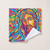 Couleur éclatée : Belle peinture Jésus (Gant de toilette)