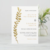 Couleur éditable Faire-part de mariage feuille or  (Debout devant)