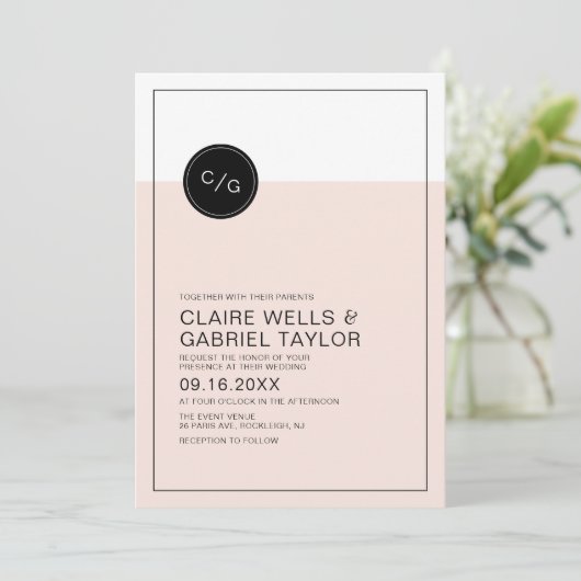 Couleur éditable simple faire-part de mariage mode (Debout devant)