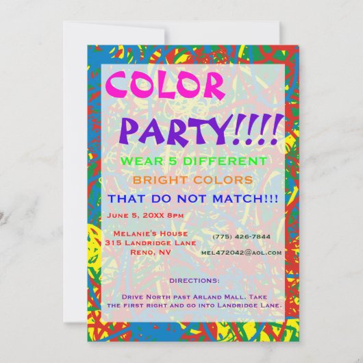 Couleur Fête Hot Mess Invitation Multicolor Blast (Devant)