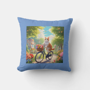 Couleur Fleur scène avec Chat sur Coussin de vélo