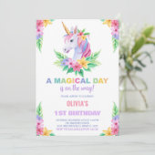 Couleur Floral Unicorn Invitations Anniversaire (Debout devant)