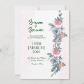 Couleur Flower Simple Carte d'invitation de mariag (Devant)