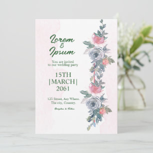 Couleur Flower Simple Carte d'invitation de mariag