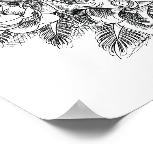 Couleur It Poster Crâne et Roses (Coin)