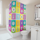 Couleur Joueuse Bloc Carré Douche rideau (En situation)